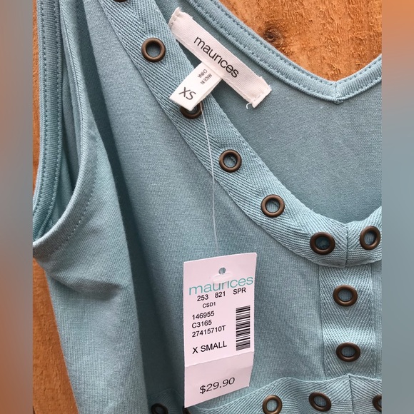NWT Maurice’s Teal Wide Strap Flowy Camisole XS with Decorative Eyelets - Picture 4 of 7